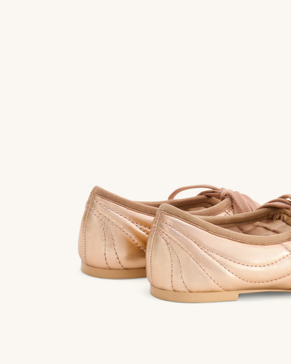 JW PEI Champagne  Erika Topstitching Lace-Up Ballet Flats SKU: JF30619-8_Champagne Image 04