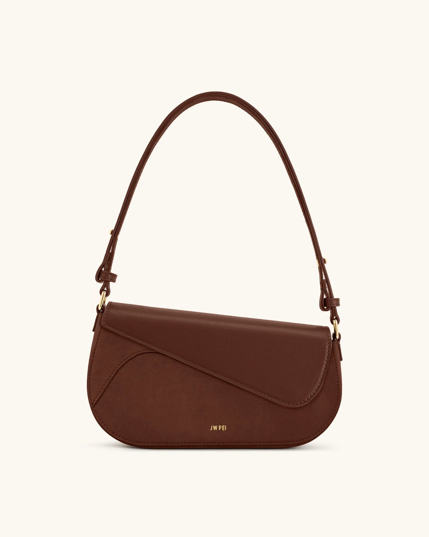 JW PEI Mocha Brown Women Addisyn Faux Suede Panel Shoulder Bag - Mocha Brown SKU: JH30314-34_Mocha Brown Image 01