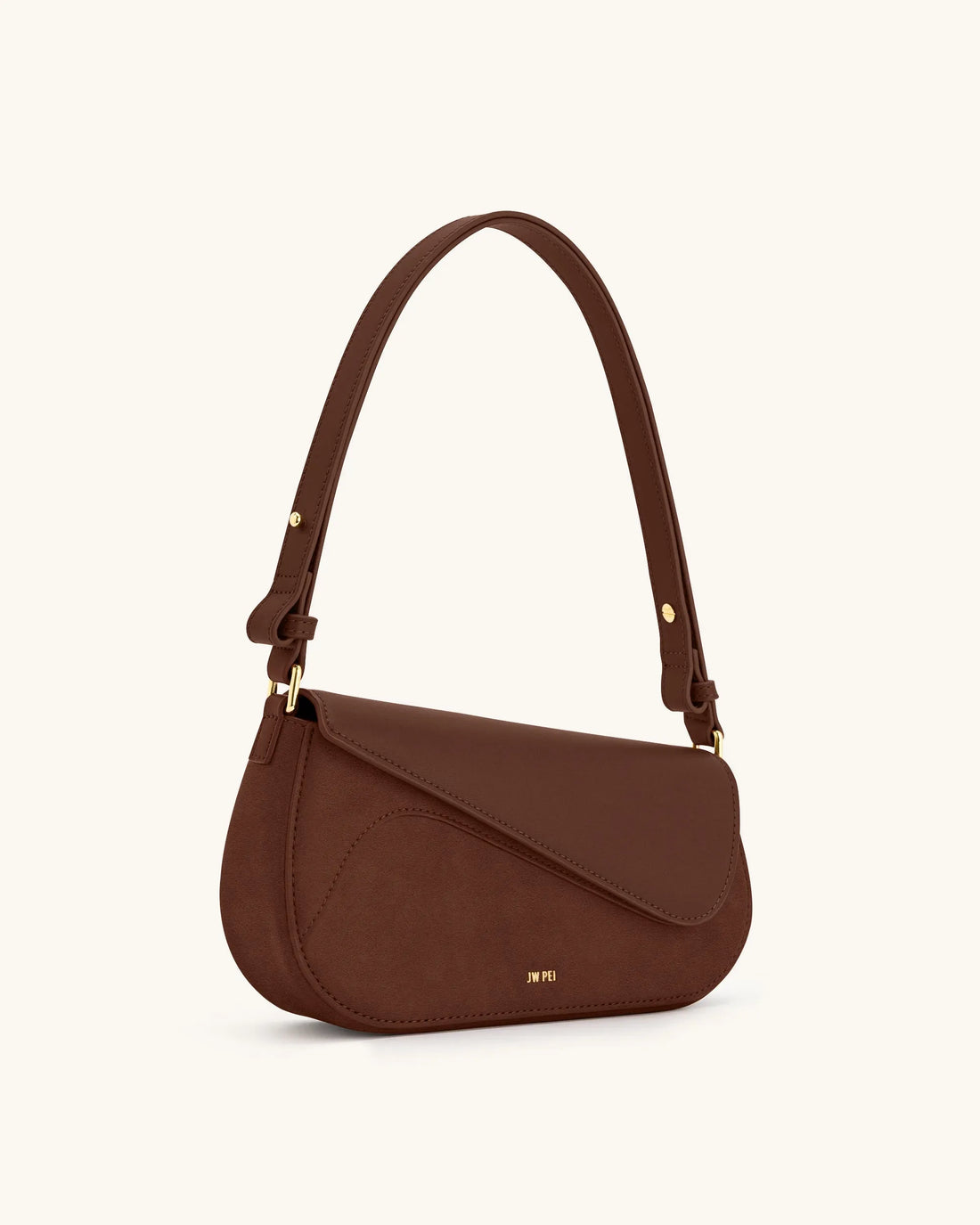JW PEI Mocha Brown Women Addisyn Faux Suede Panel Shoulder Bag - Mocha Brown SKU: JH30314-34_Mocha Brown Image 02