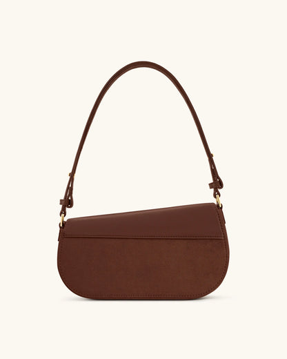 JW PEI Mocha Brown Women Addisyn Faux Suede Panel Shoulder Bag - Mocha Brown SKU: JH30314-34_Mocha Brown Image 03