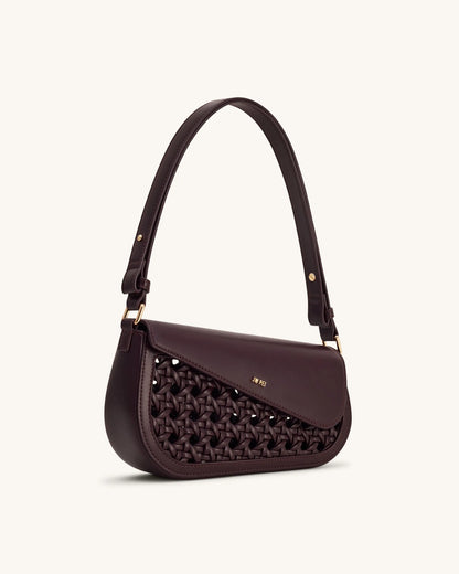 JW Pei Burgundy Women Addisyn Cutout Woven Shoulder Bag SKU: JH30314-43_Burgundy Image 02