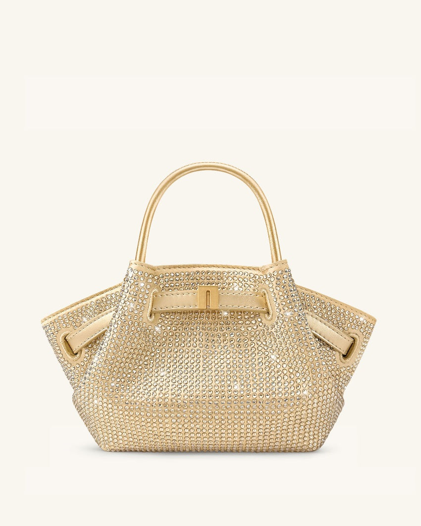 JW Pei Champagne Gold Women Hana Tiny Artificial Crystal Top Handle Bag SKU: JH306A03X001-8_Champagne Gold Image 01