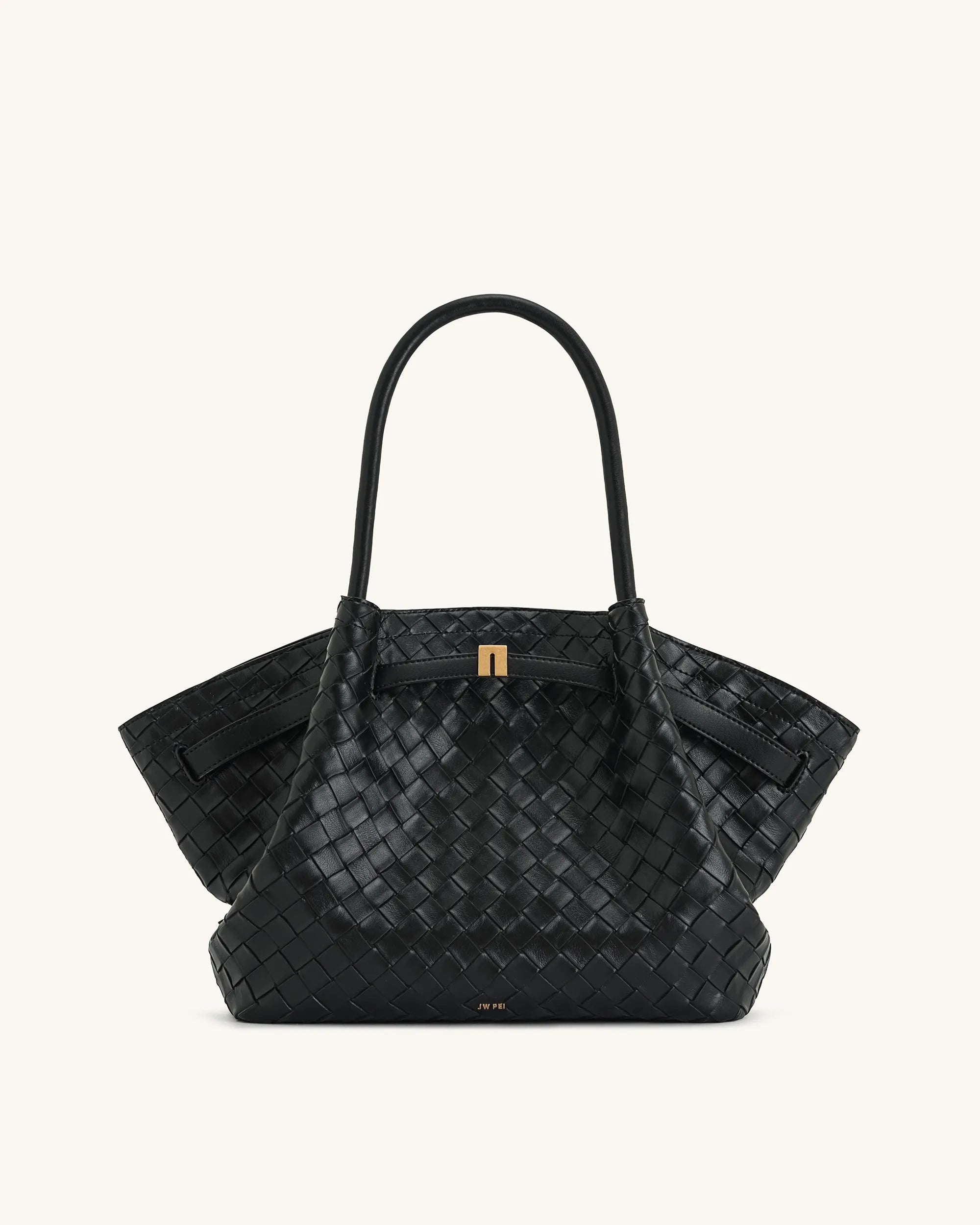 JW PEI_Black_Hana Medium Weave Texture Tote Bags_JH306B04-12_Black_01