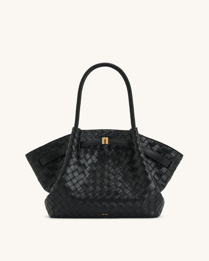 JW PEI_Black_Hana Medium Weave Texture Tote Bags_JH306B04-12_Black_01