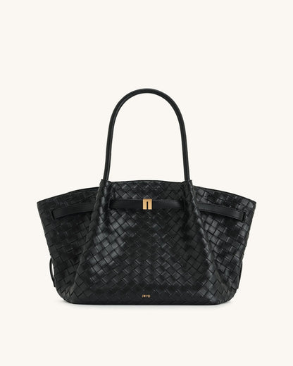 JW PEI_Black_Hana Medium Weave Texture Tote Bags_JH306B04-12_Black_02