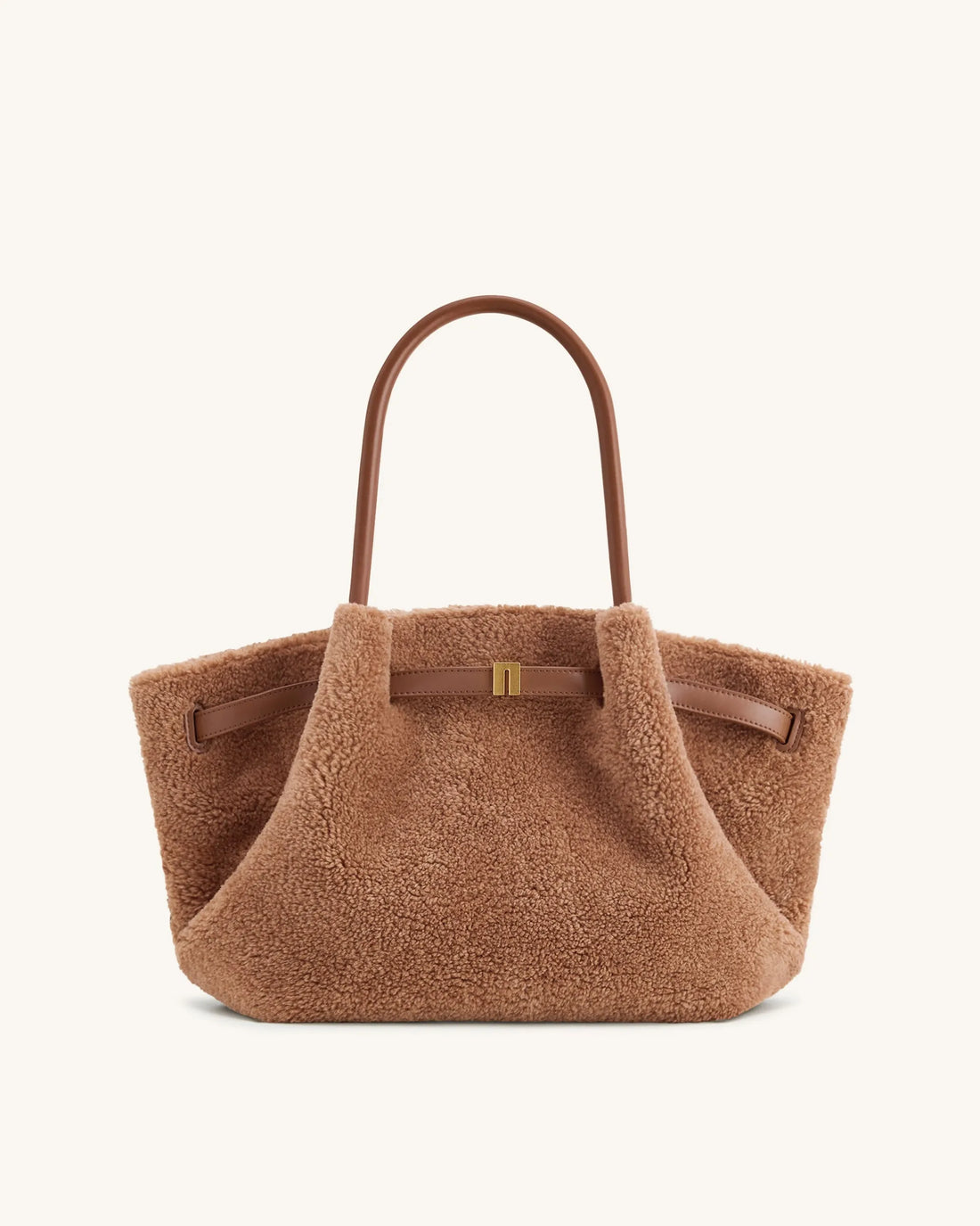 JW PEI Coffee Brown Women Hana Medium Faux Fur Tote Bag - Coffee Brown SKU: JH306B04-37_Coffee Brown Image 02