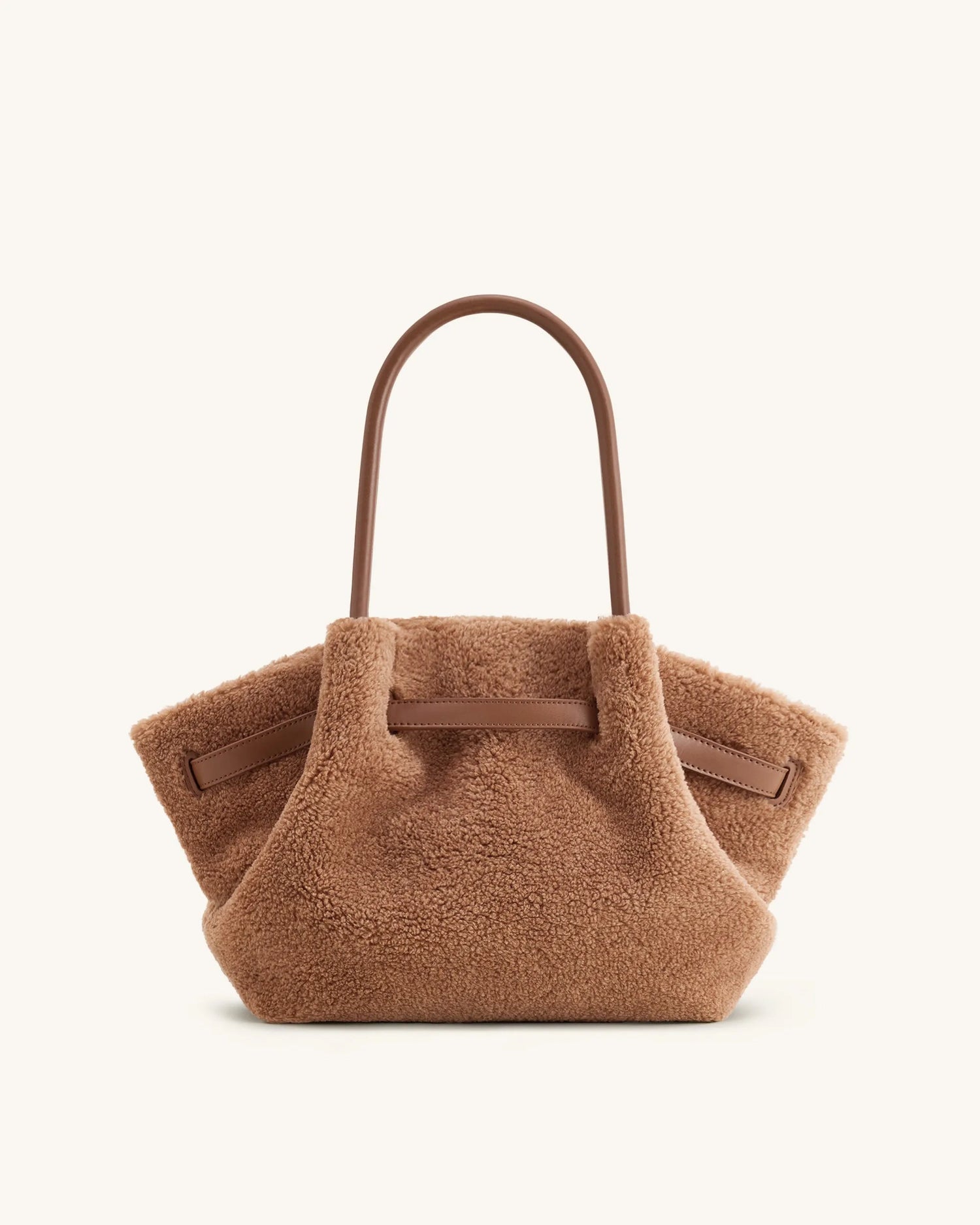 JW PEI Coffee Brown Women Hana Medium Faux Fur Tote Bag - Coffee Brown SKU: JH306B04-37_Coffee Brown Image 04