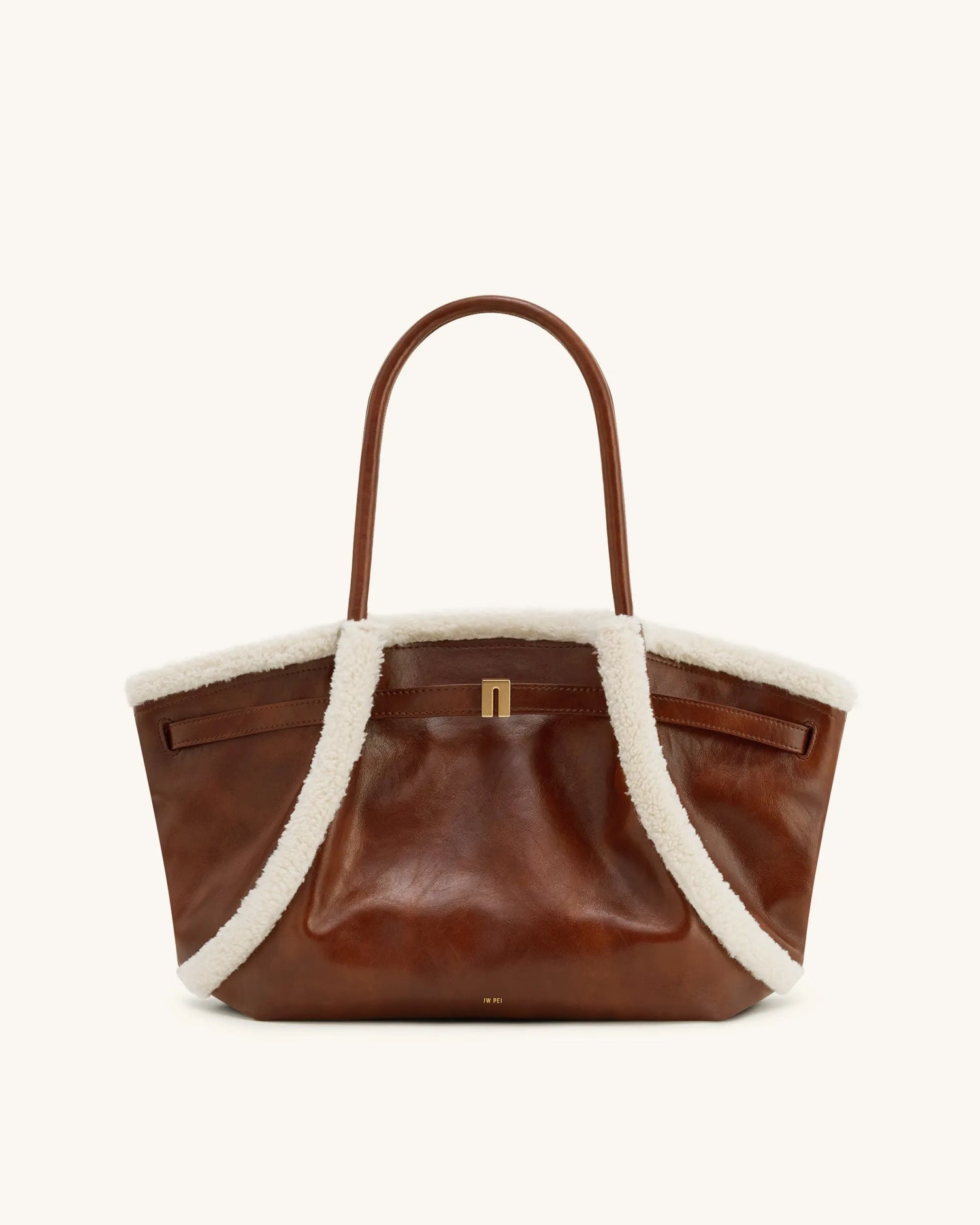 JW PEI_Brown_Hana Medium Faux Shearling Trim Tote Bag_JH306B04-38_Brown_02