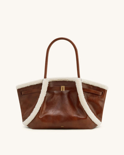 JW PEI_Brown_Hana Medium Faux Shearling Trim Tote Bag_JH306B04-38_Brown_02