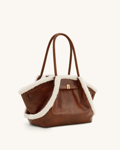 JW PEI_Brown_Hana Medium Faux Shearling Trim Tote Bag_JH306B04-38_Brown_03