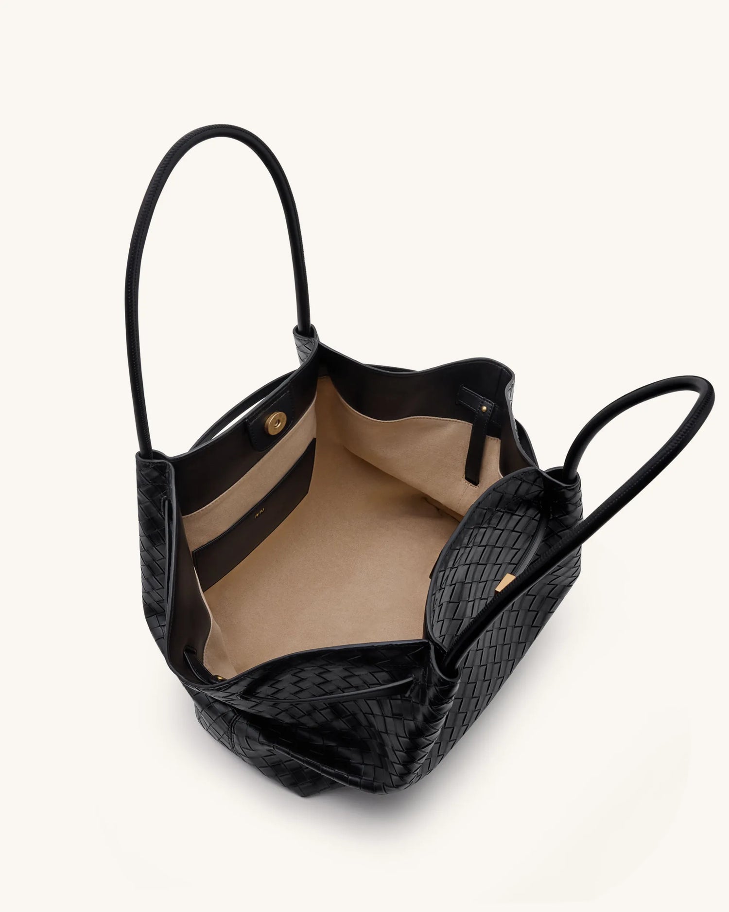 JW PEI Black Women Hana Large Weave Texture Tote Bag - Black SKU: JH306C05-11_Black Image 05