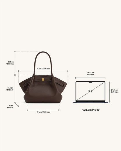 JW PEI Dark Brown Women Hana Large Tote Bag - Dark Brown SKU: JH306C05-30_Dark Brown Image 07