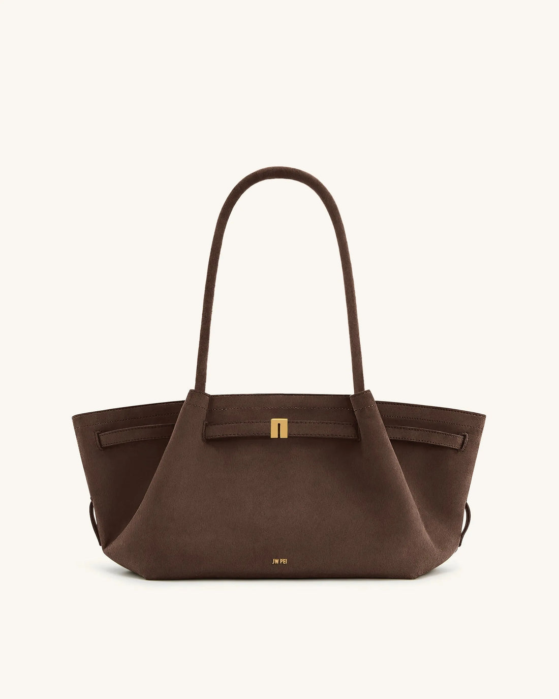 JW PEI Dark Brown Women Hana Wide Faux Suede Tote Bag - Dark Brown SKU: JH306D06-30_Dark Brown Image 02