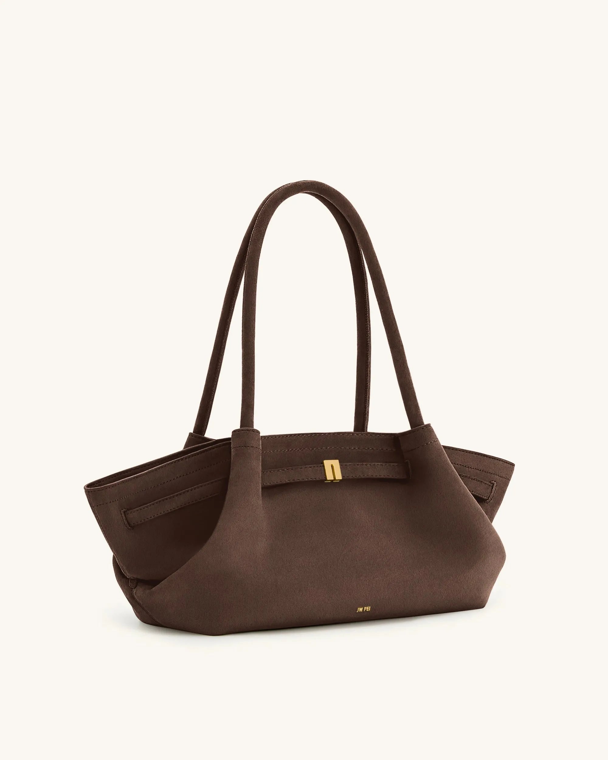 JW PEI Dark Brown Women Hana Wide Faux Suede Tote Bag - Dark Brown SKU: JH306D06-30_Dark Brown Image 03