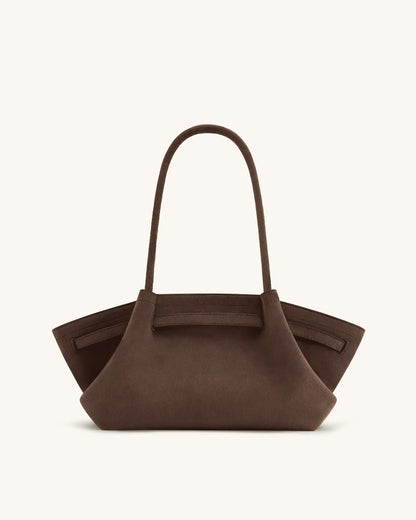 JW PEI Dark Brown Women Hana Wide Faux Suede Tote Bag - Dark Brown SKU: JH306D06-30_Dark Brown Image 04