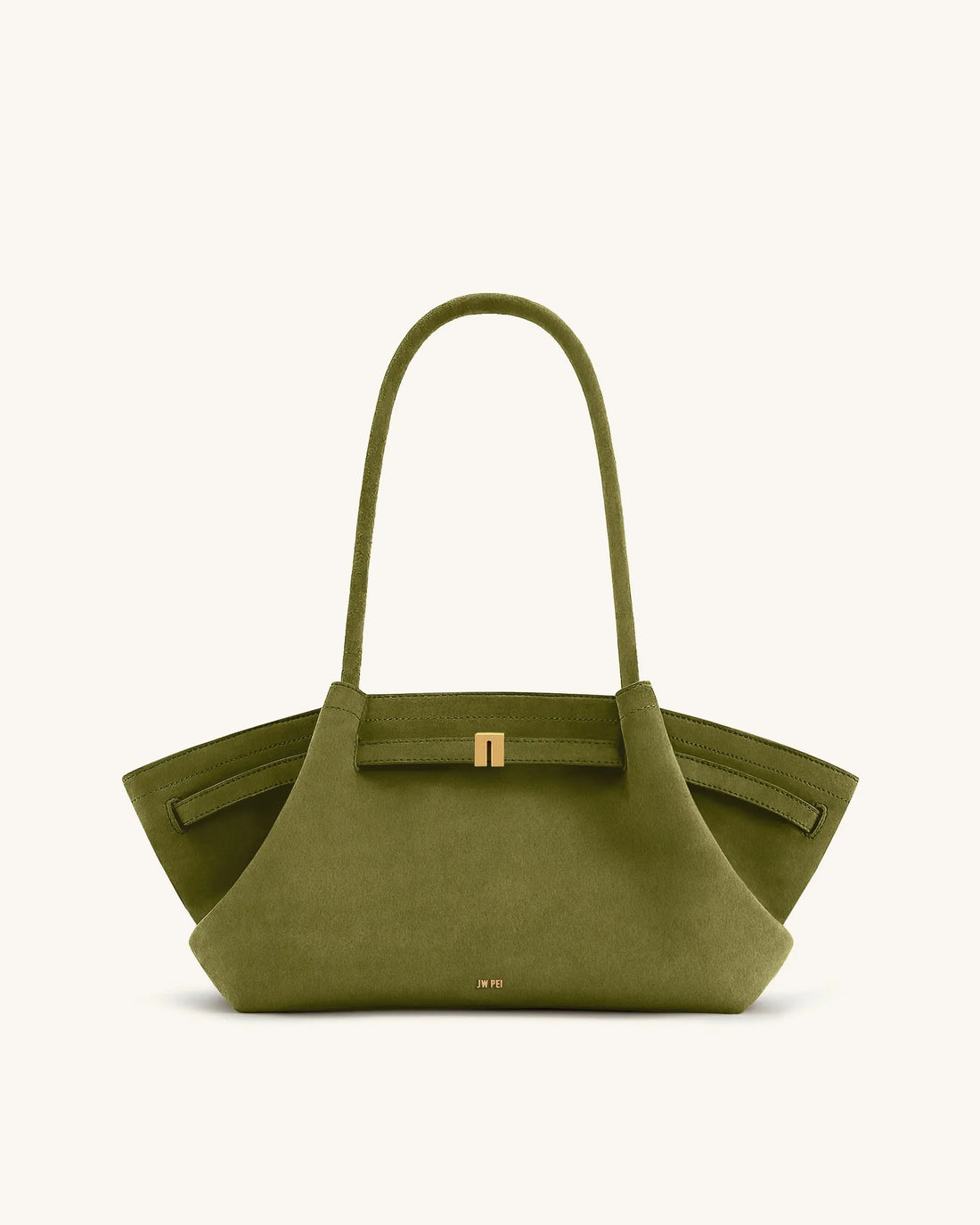 JW PEI Olive Green Women Hana Wide Faux Suede Tote Bag - Olive Green SKU: JH306D06-7_Olive Green Image 01