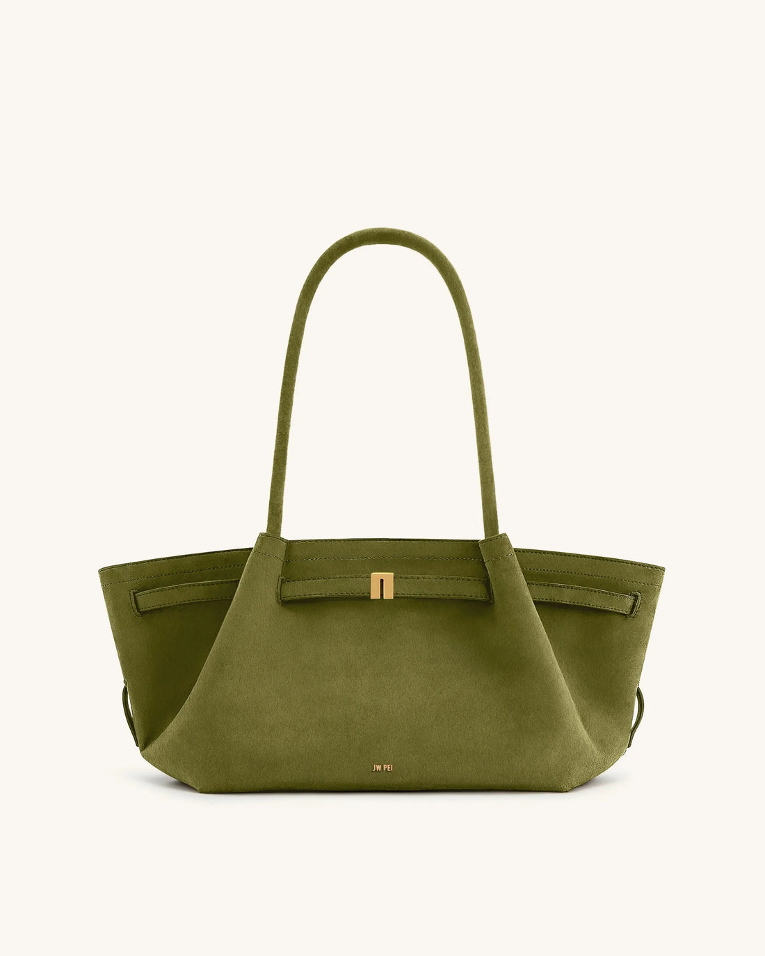 JW PEI Olive Green Women Hana Wide Faux Suede Tote Bag - Olive Green SKU: JH306D06-7_Olive Green Image 02