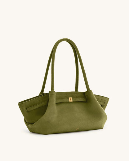 JW PEI Olive Green Women Hana Wide Faux Suede Tote Bag - Olive Green SKU: JH306D06-7_Olive Green Image 03