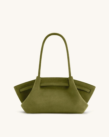 JW PEI Olive Green Women Hana Wide Faux Suede Tote Bag - Olive Green SKU: JH306D06-7_Olive Green Image 04