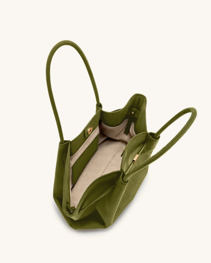 JW PEI Olive Green Women Hana Wide Faux Suede Tote Bag - Olive Green SKU: JH306D06-7_Olive Green Image 05