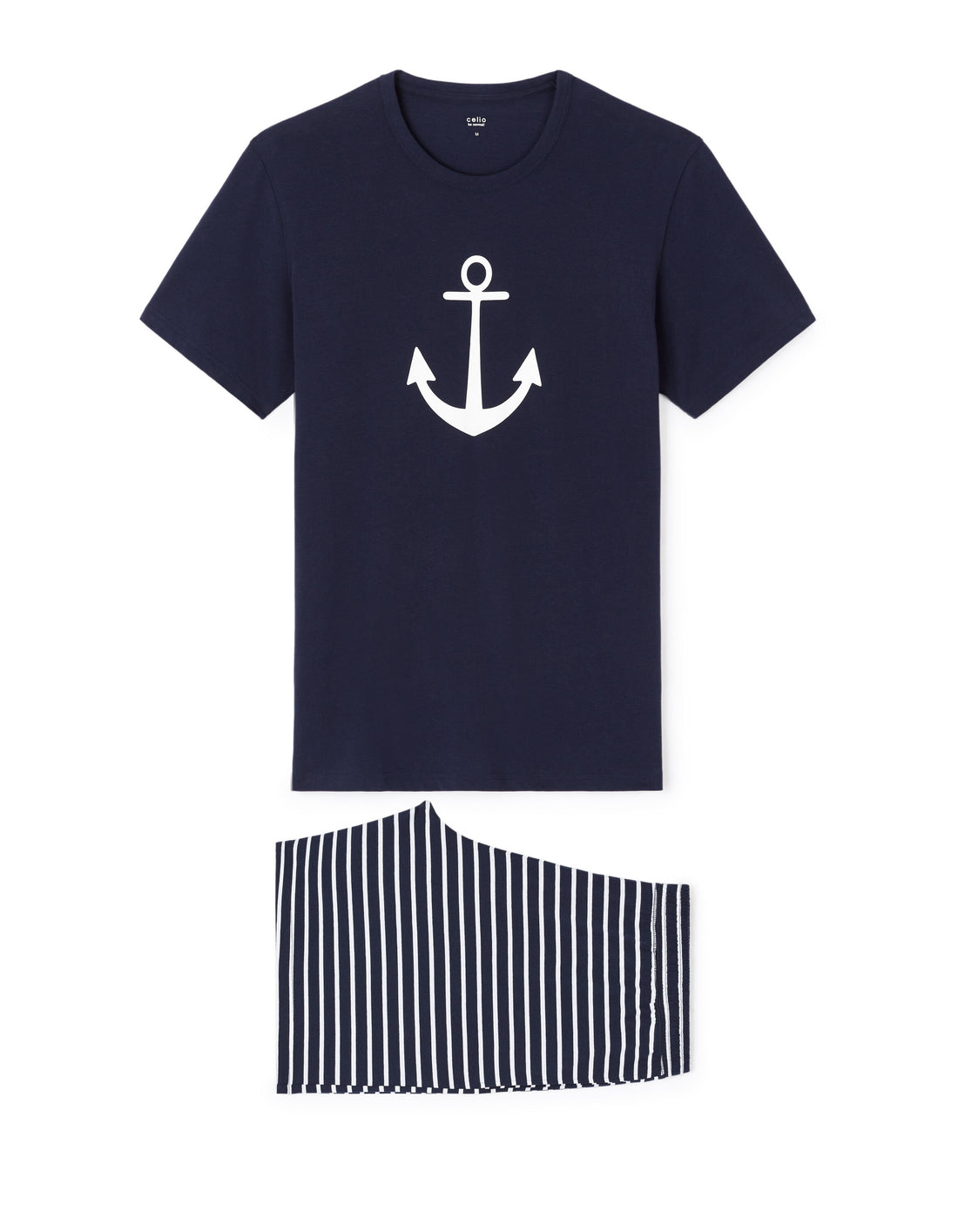 Short Cotton Pyjamas - Navy_01