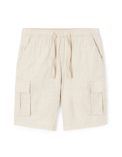 Linen And Cotton Bermuda Shorts - Ecru_01