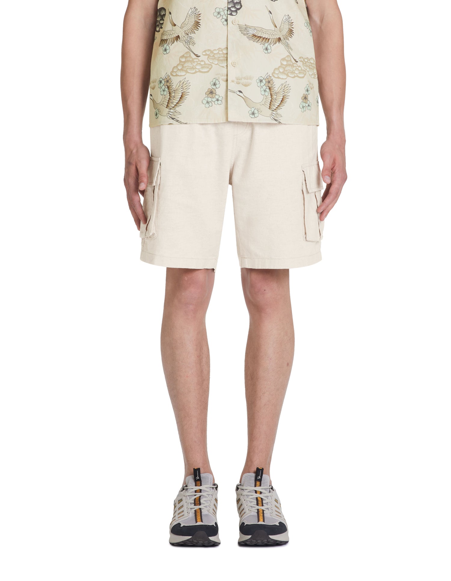 Linen And Cotton Bermuda Shorts - Ecru_02