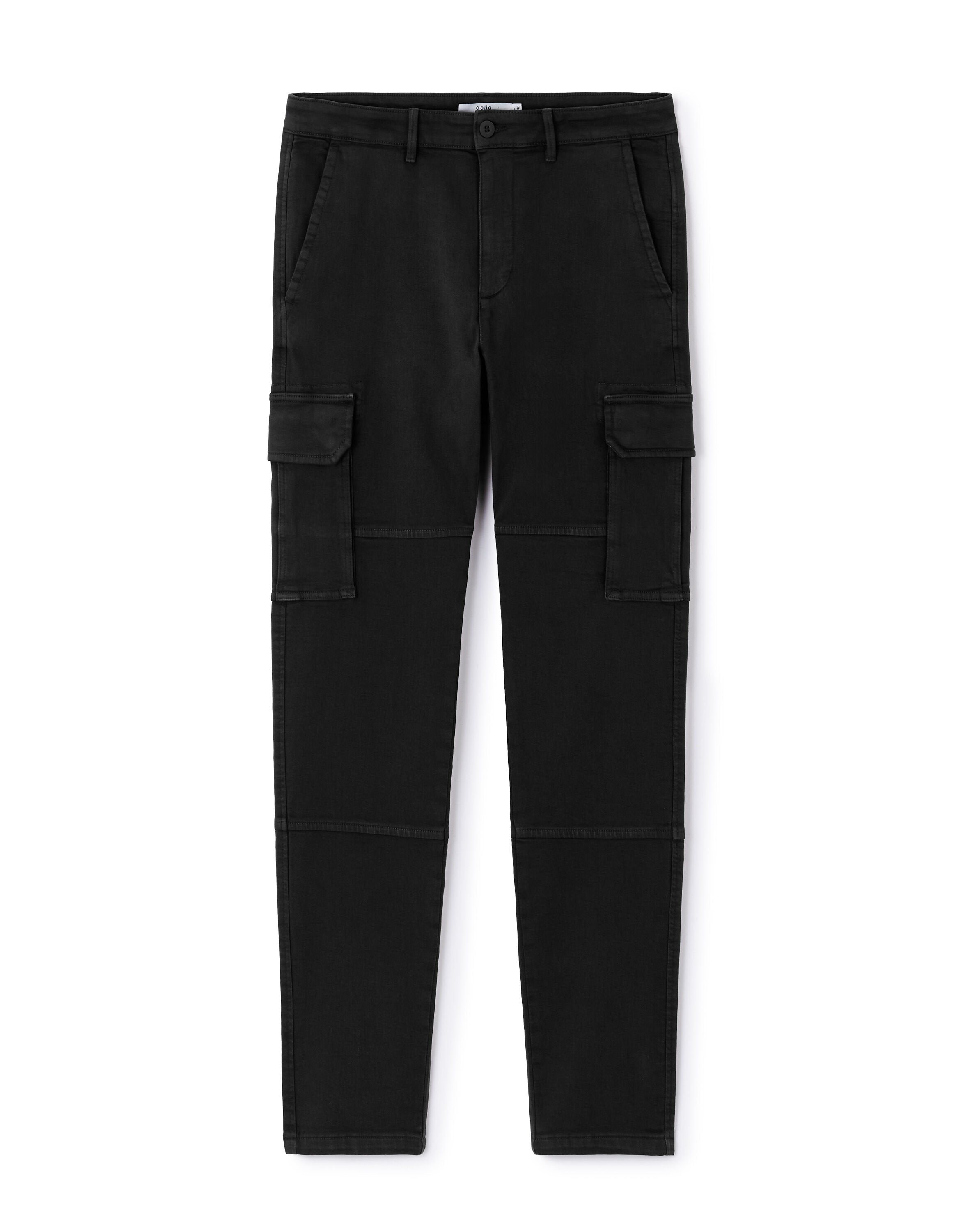 Celio_Black Straight Cargo Pants_JOMAILLE_BLACK_05
