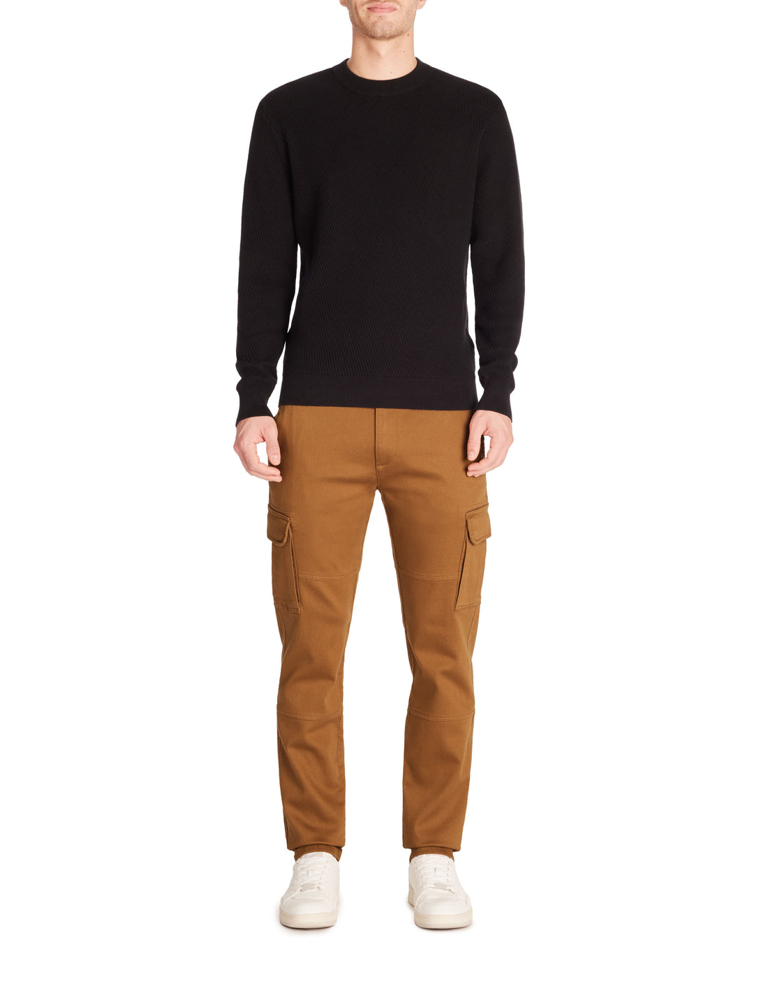 Celio_Straight Stretch Cotton Cargo Pants - Brown_JOMAILLE_CAMEL_01