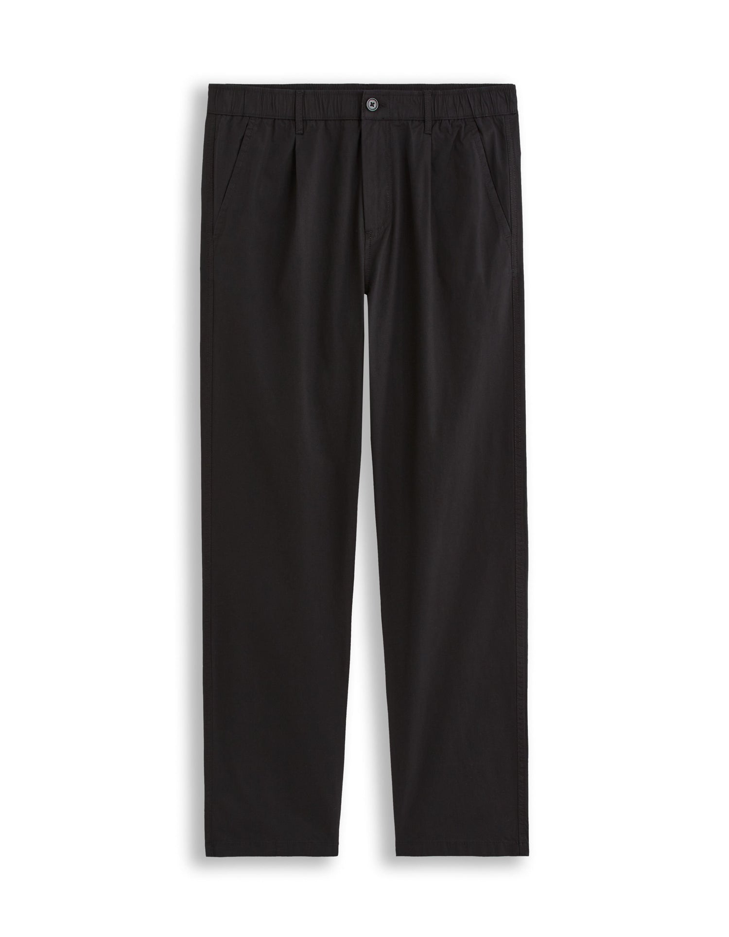 Stretch Cotton Chino Straight Trousers - Black_01