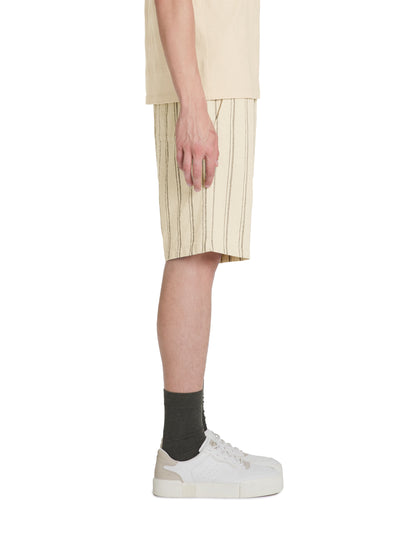 Striped Cotton Bermuda Shorts - Beige_05