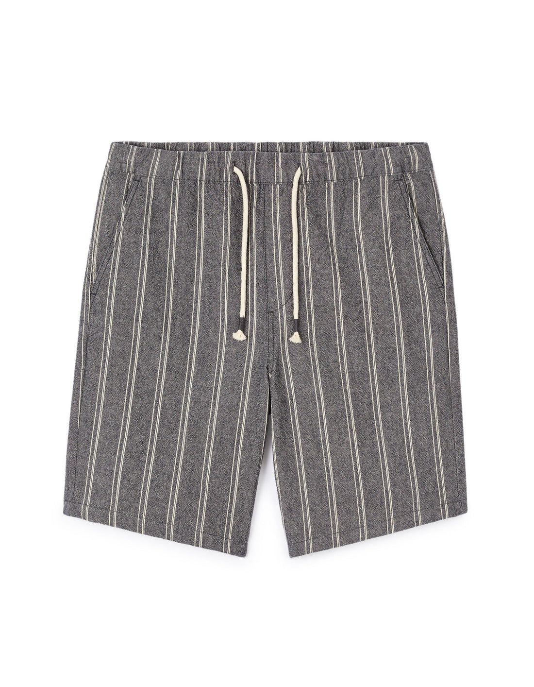 Striped Cotton Bermuda Shorts - Black_01