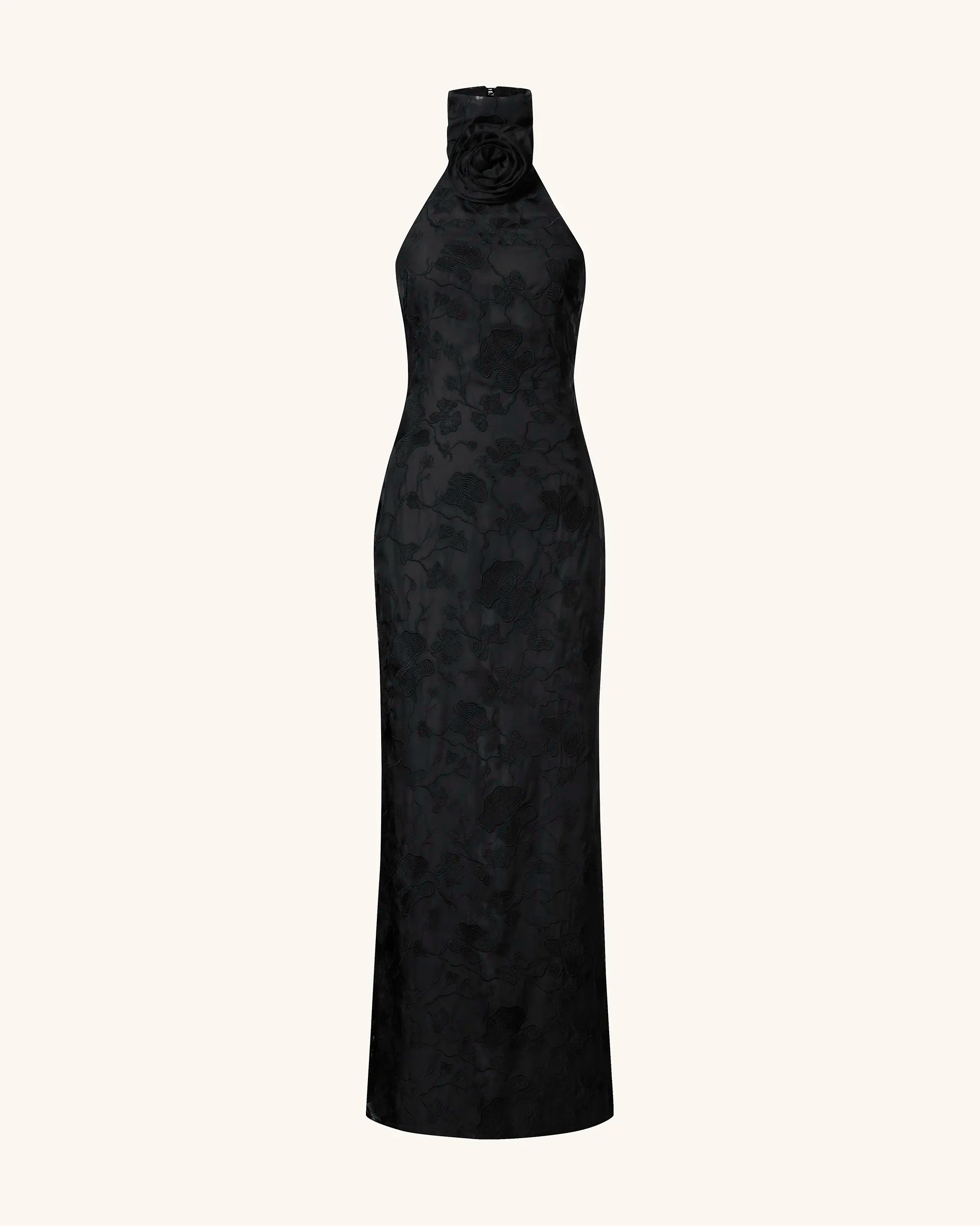 JW PEI_Black_Uliana Floral Lace Halterneck Maxi Dress_JR30234-1_Black_02