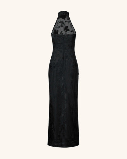 JW PEI_Black_Uliana Floral Lace Halterneck Maxi Dress_JR30234-1_Black_03