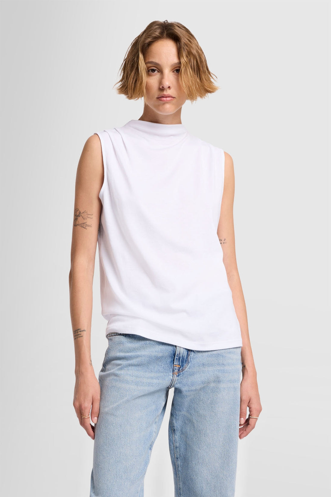 High Neck Draped Fine Rib Milk_JSCL7130MK_MK_01
