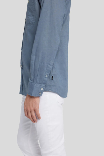 One Pocket Shirt Cotton Linen Dusty Blue_JSFM4280DB_DB_03