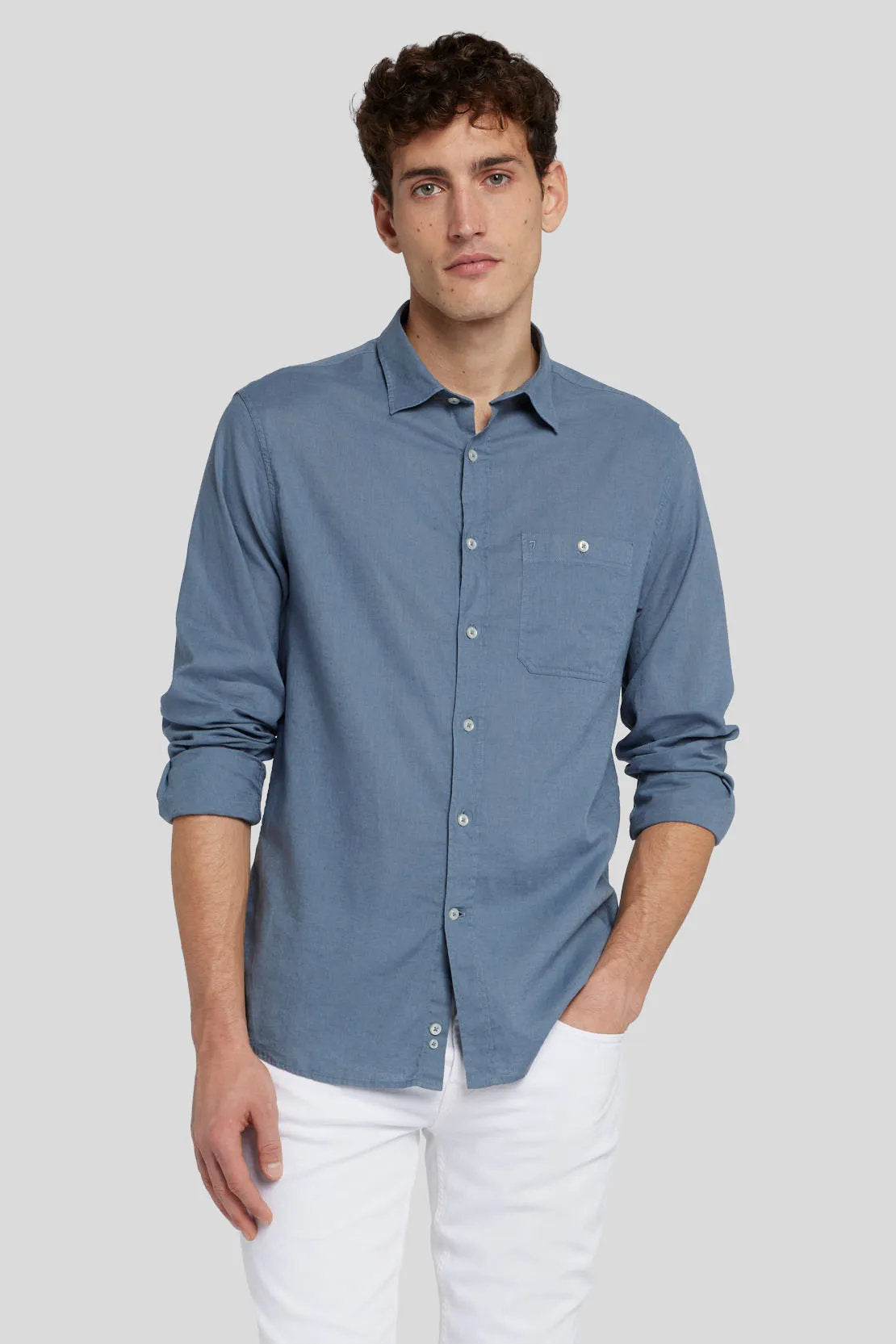 One Pocket Shirt Cotton Linen Dusty Blue_JSFM4280DB_DB_05