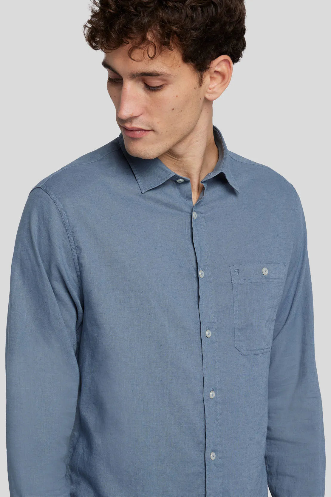 One Pocket Shirt Cotton Linen Dusty Blue_JSFM4280DB_DB_06