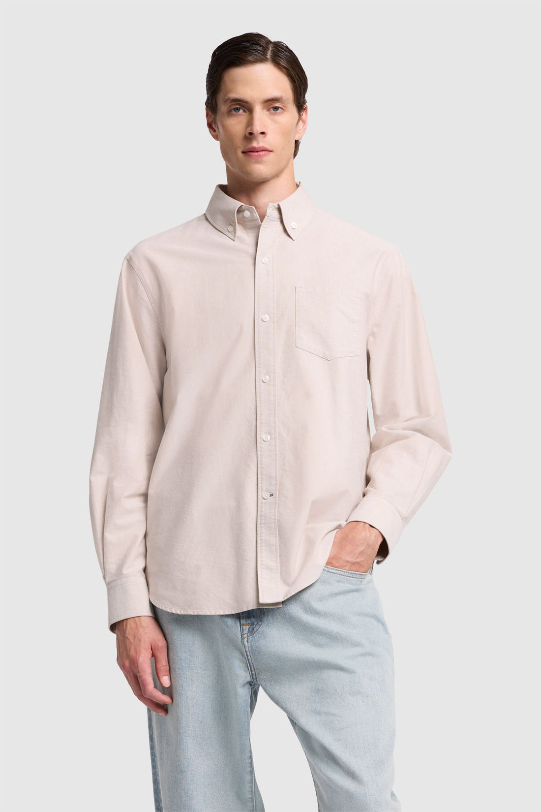 Button Down Shirt Oxford Beige_JSFM4670BE_BE_01