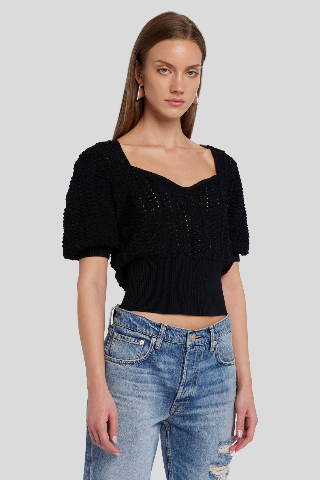 Portrait Neck Top Pointelle Black_JSHL5730BK_BK_01