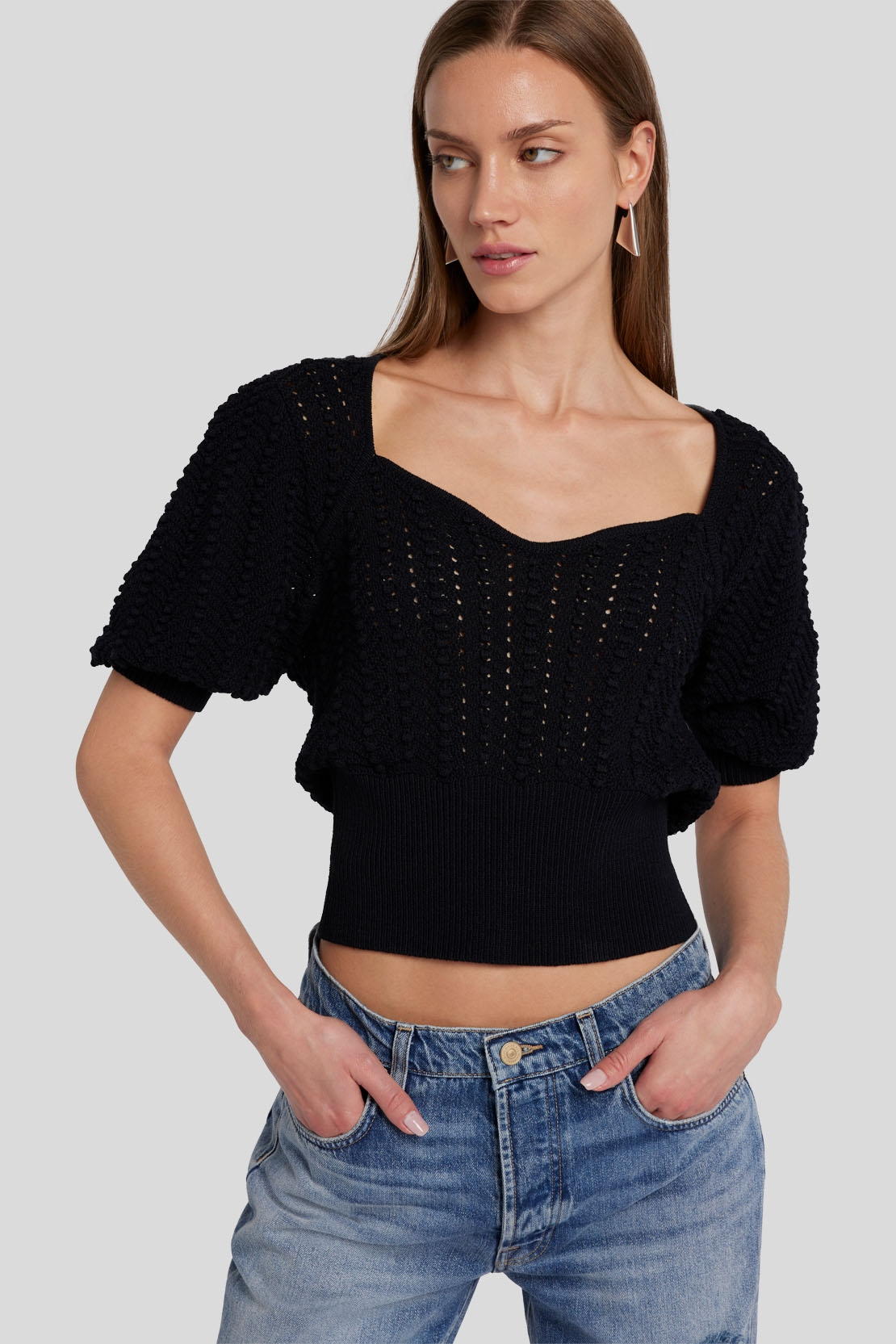 Portrait Neck Top Pointelle Black_JSHL5730BK_BK_03