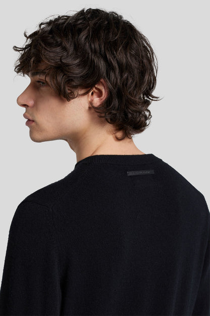 Crew Neck Knit Cashmere W/ Stitch Detail Black_JSHM2360BK_BK_05