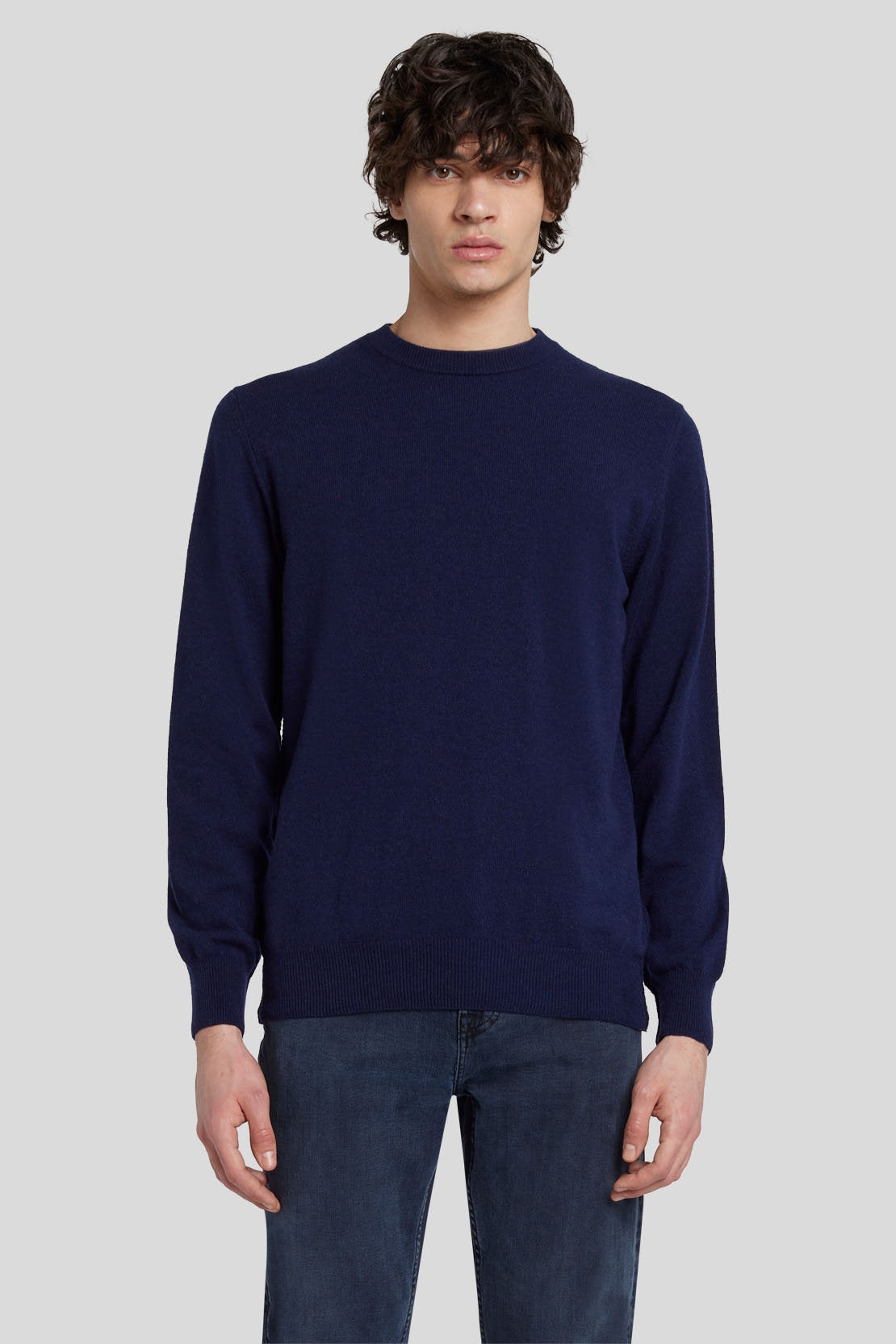 Crew Neck Knit Cashmere W/ Stitch Detail Navy_JSHM2360NA_NA_01