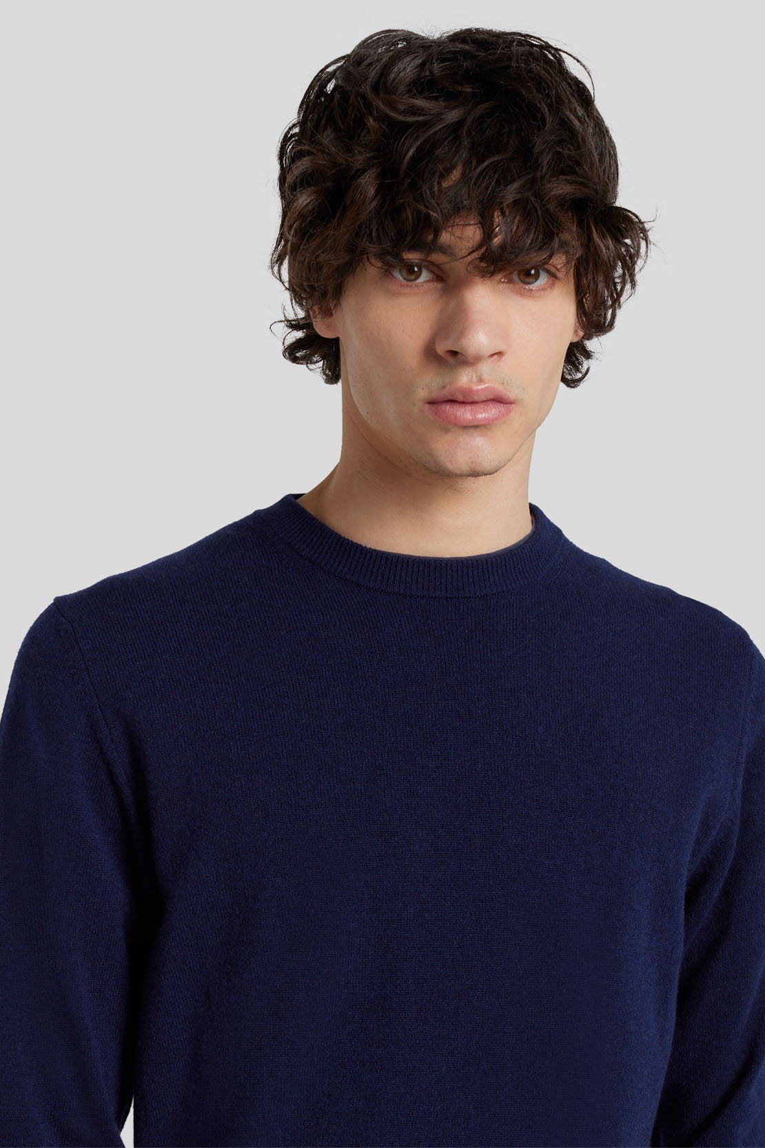 Crew Neck Knit Cashmere W/ Stitch Detail Navy_JSHM2360NA_NA_03