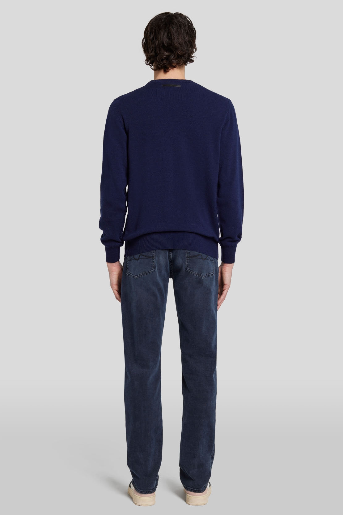 Crew Neck Knit Cashmere W/ Stitch Detail Navy_JSHM2360NA_NA_04