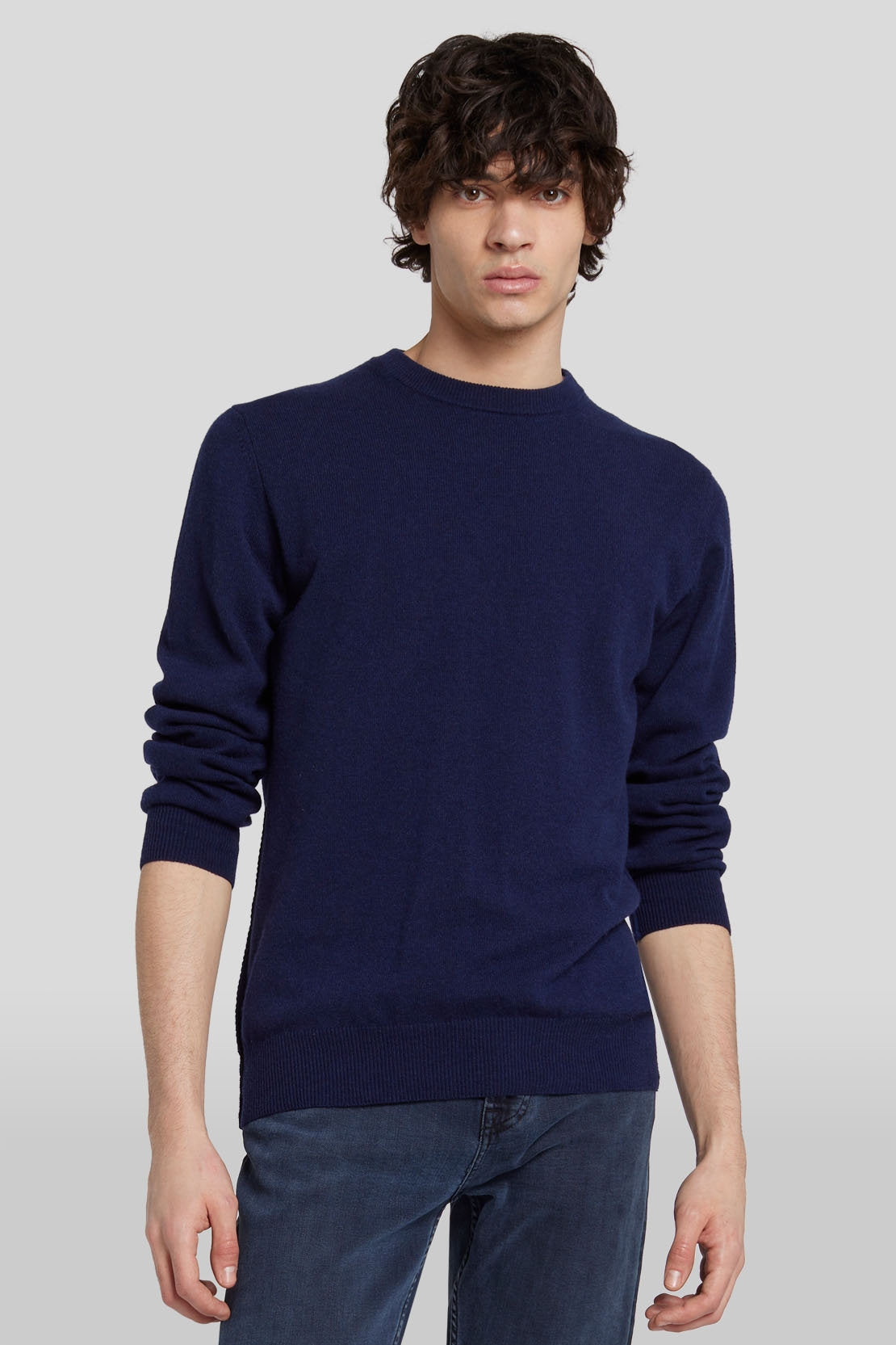 Crew Neck Knit Cashmere W/ Stitch Detail Navy_JSHM2360NA_NA_05