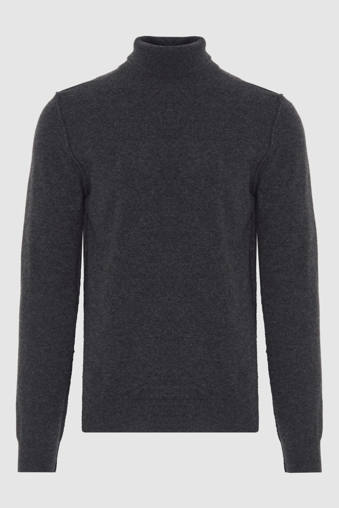 Turtle Neck Knit Cashmere W/ Stitch Detail Dark Grey_JSHM236NDG_DG_06