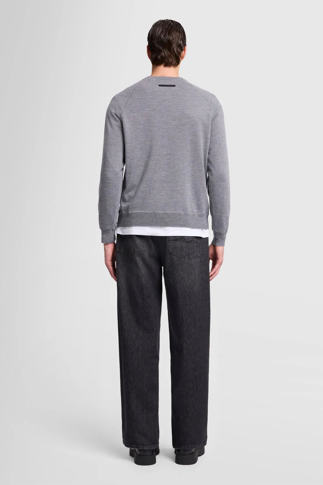 Crew Neck Knit Merino Light Grey Melange_JSHM2500LG_LG_04