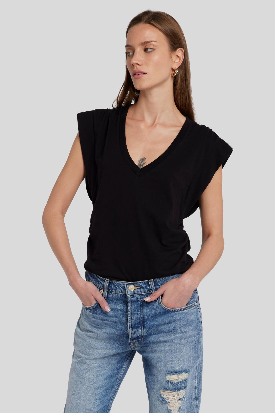 Pleated Sleeveless Tee Cotton Black_JSLL5770BK_BK_05