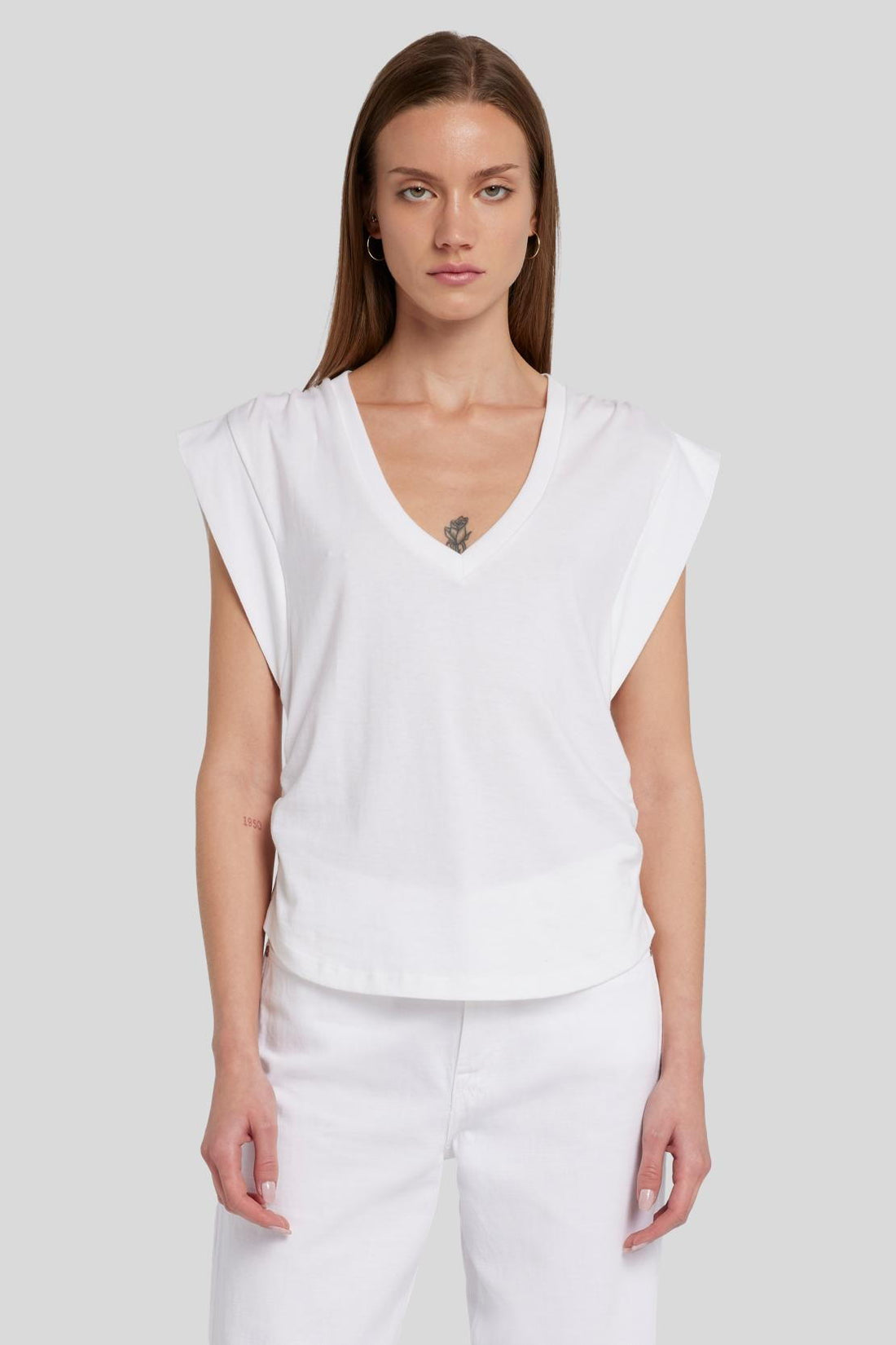 Pleated Sleeveless Tee Cotton White_JSLL5770WH_WH_01